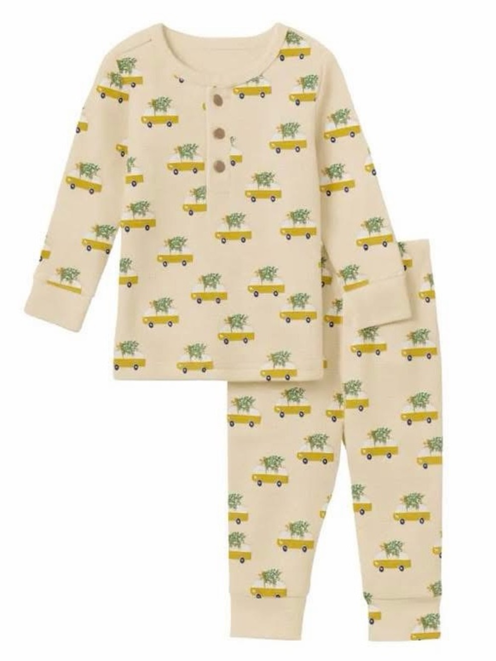 NWT Polished Prints 100% organic cotton Henley Waffle Pajama Set with Campers 6y